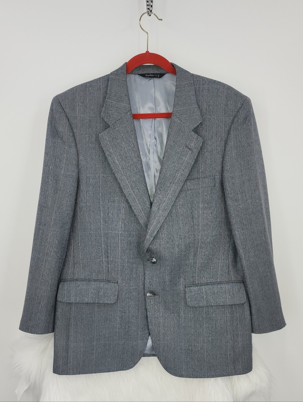 Vintage Burberry Wool Blazer, Saks Fifth Avenue, Gray, 42 Short